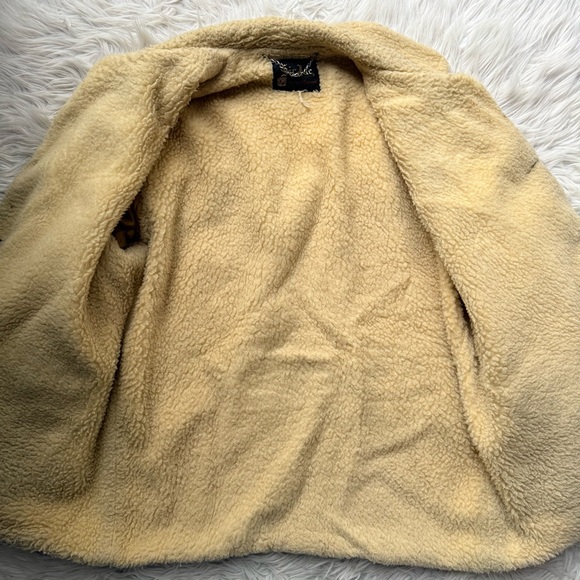 Vintage 60s Rancher Cabincore Red Plaid Wool Chore Jacket Coat Sherpa Shearling - Picture 5 of 10